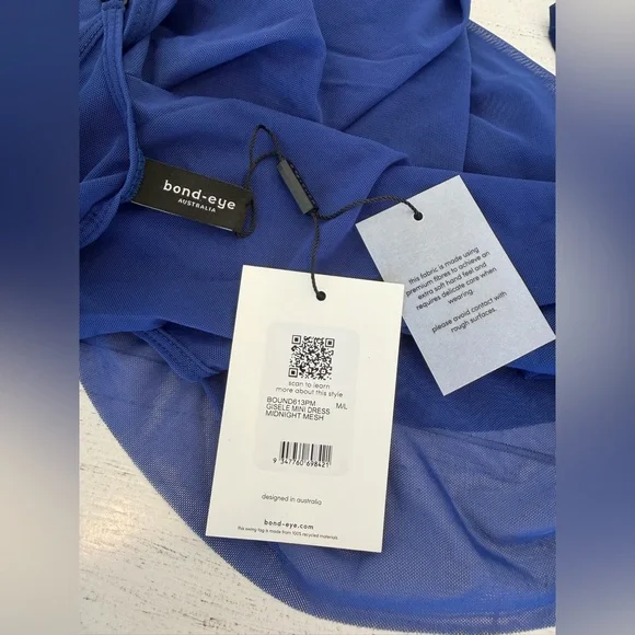 New Bond-eye Gisele Mini Dress Midnight Mesh Size M/L NWT - Picture 4 of 7